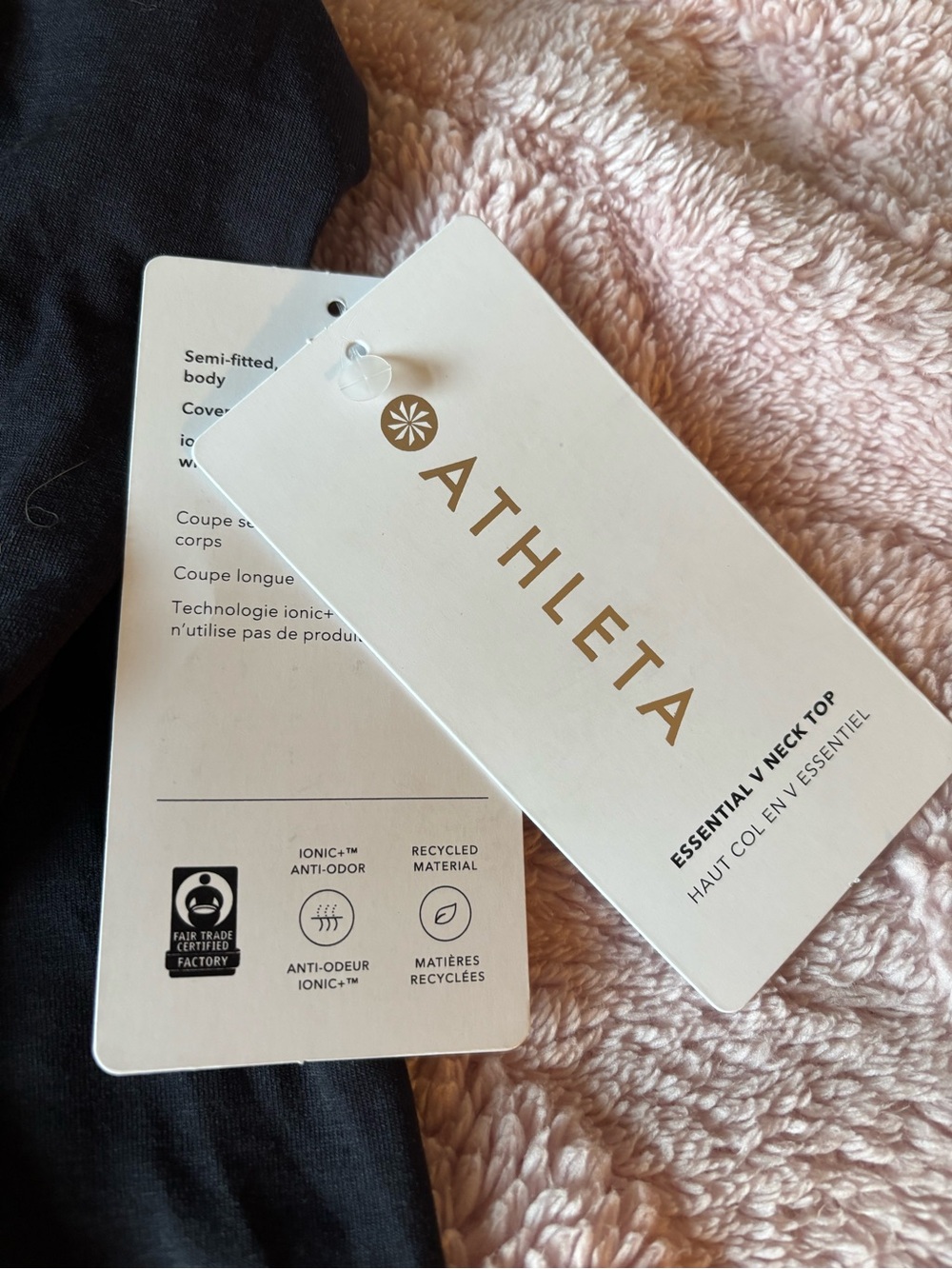 Athleta Black V-Neck Long Sleeve Tee - Picture 3 of 6